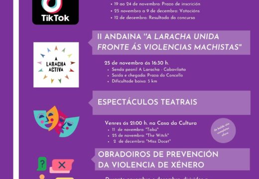 O concello organiza un concuros, andaina, obradoiro de prevención, teatro e contacontos para concienciar contra a violencia de xénero en torno ao 25N